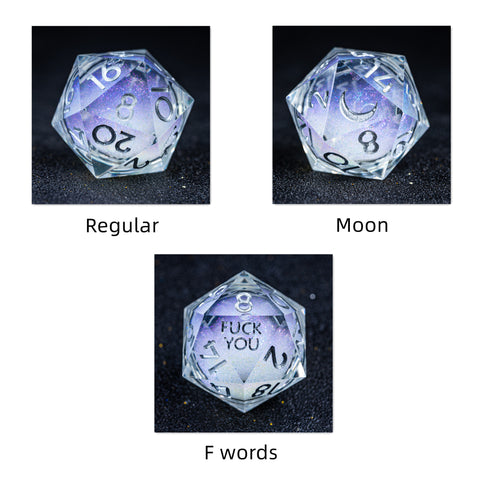 URWizards D&D Starry Liquid Heart Resin Engraved Dice Set Ice Cube - Urwizards