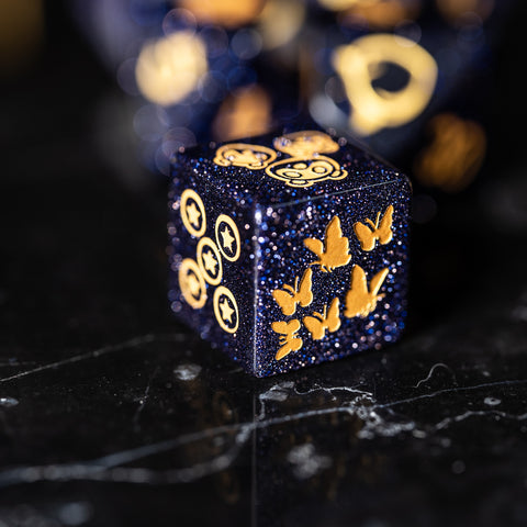 URWizards Dnd Blue Sandstone Engraved Dice Set Animal Crossing Style - Urwizards