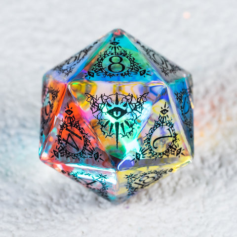 URWizards D&D Prism Glass Engraved Dice Set Warlock Style - Urwizards