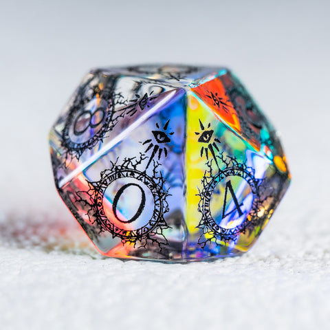 URWizards D&D Prism Glass Engraved Dice Set Warlock Style - Urwizards