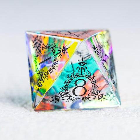 URWizards D&D Prism Glass Engraved Dice Set Warlock Style - Urwizards