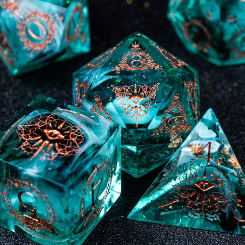 URWizards D&D Resin Eternally Forest Engraved Dice Set Warlock Style - Urwizards