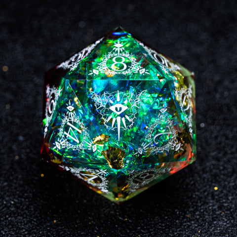 URWizards D&D Resin Toxic Glitter Engraved Dice Set Warlock Style - Urwizards