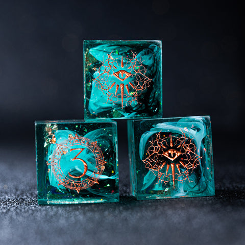URWizards D&D Resin Eternally Forest Engraved Dice Set Warlock Style - Urwizards