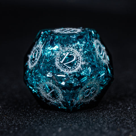 URWizards D&D Resin Ice Glitter Engraved Dice Set Warlock Style - Urwizards