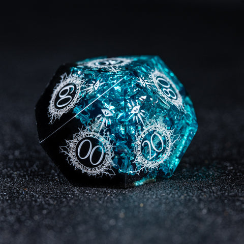 URWizards D&D Resin Ice Glitter Engraved Dice Set Warlock Style - Urwizards