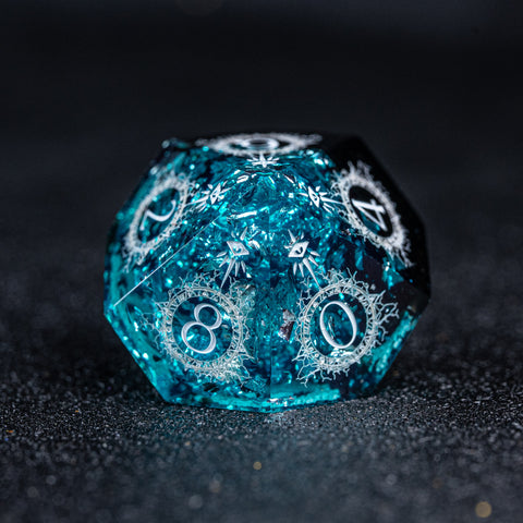 URWizards D&D Resin Ice Glitter Engraved Dice Set Warlock Style - Urwizards