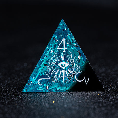 URWizards D&D Resin Ice Glitter Engraved Dice Set Warlock Style - Urwizards