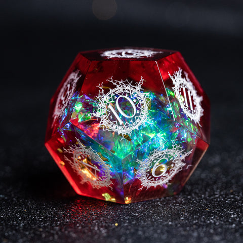 URWizards D&D Resin Toxic Glitter Engraved Dice Set Warlock Style - Urwizards