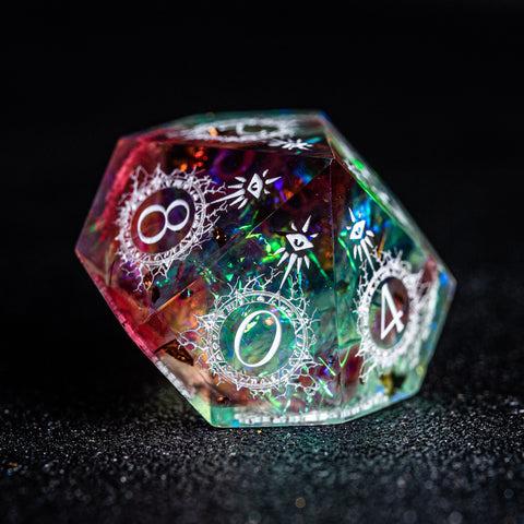 URWizards D&D Resin Toxic Glitter Engraved Dice Set Warlock Style - Urwizards