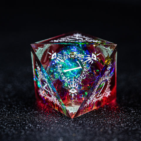 URWizards D&D Resin Toxic Glitter Engraved Dice Set Warlock Style - Urwizards