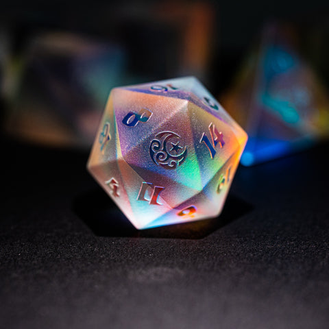 URWizards Dnd Dichroic Prism Glass Raised Dice Set Moon & Star - Urwizards