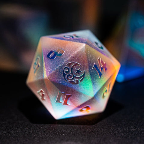 URWizards Dnd Dichroic Prism Glass Raised D20 Moon & Star - Urwizards