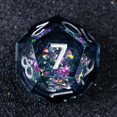URWizards D&D Carnival Liquid Heart Resin Engraved Dice Set - Urwizards