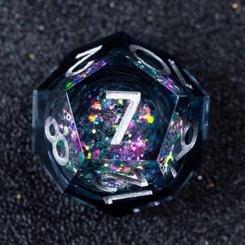 URWizards D&D Carnival Liquid Heart Resin Engraved Dice Set Moon - Urwizards