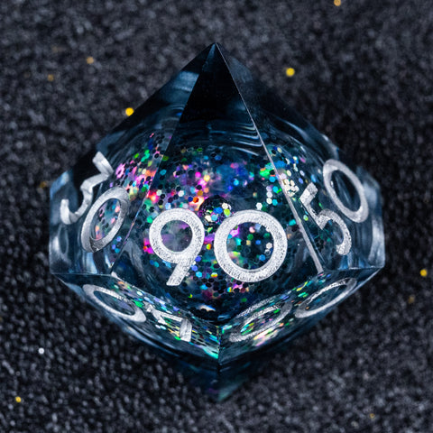 URWizards D&D Carnival Liquid Heart Resin Engraved Dice Set - Urwizards