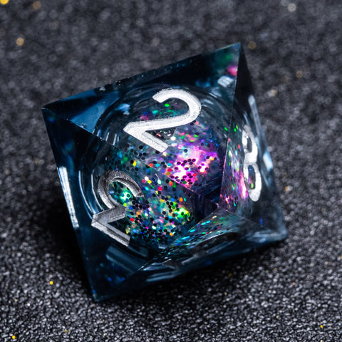 URWizards D&D Carnival Liquid Heart Resin Engraved Dice Set - Urwizards