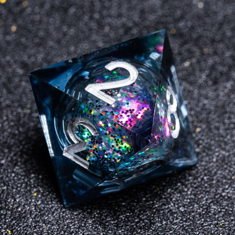 URWizards D&D Carnival Liquid Heart Resin Engraved Dice Set Moon - Urwizards