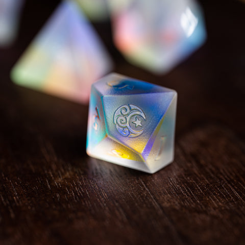 URWizards Dnd Dichroic Prism Glass Raised Dice Set Moon & Star - Urwizards