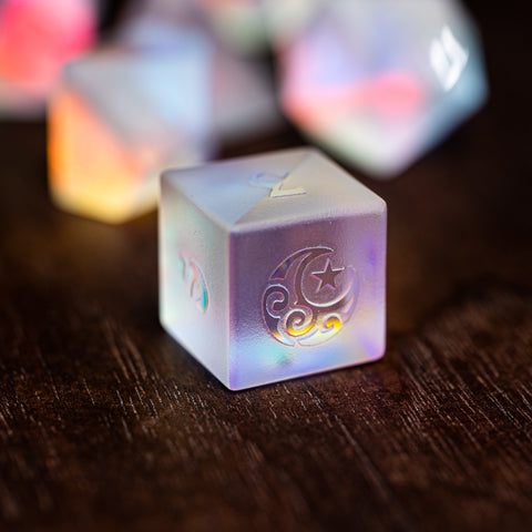 URWizards Dnd Dichroic Prism Glass Raised Dice Set Moon & Star - Urwizards