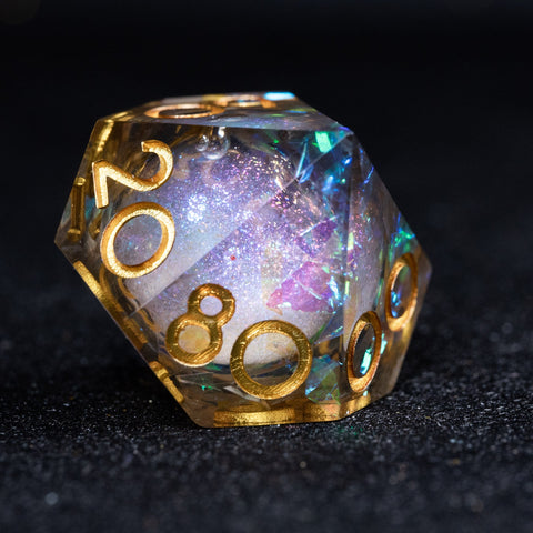 URWizards D&D Dark Glitter Liquid Heart Resin Engraved Dice Set - Urwizards