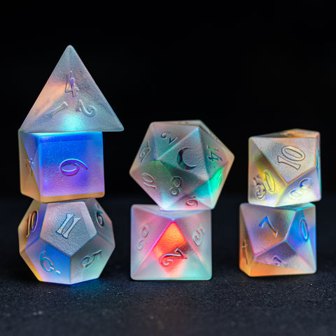 URWizards Dnd Dichroic Prism Glass Raised Dice Set Cresent Moon - Urwizards