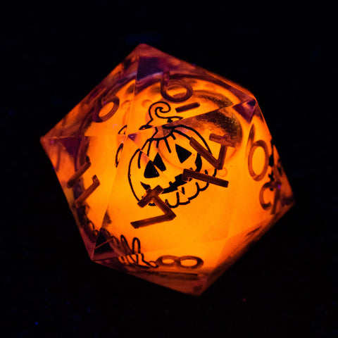URWizards D&D Glow in the Dark Liquid Core Resin Engraved Dice Set Halloween - Urwizards