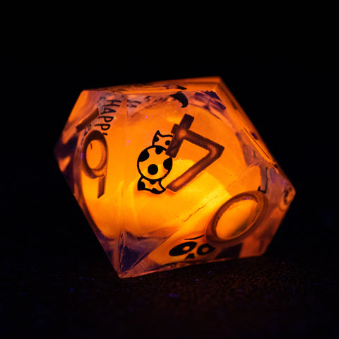 URWizards D&D Glow in the Dark Liquid Core Resin Engraved Dice Set Halloween - Urwizards