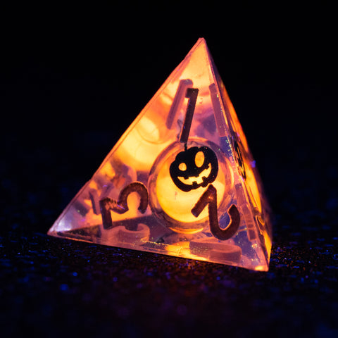 URWizards D&D Glow in the Dark Liquid Core Resin Engraved Dice Set Halloween - Urwizards