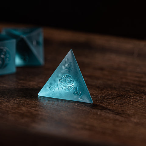 URWizards Dnd Blue Tourmaline Raised Dice Set Moon Star Style - Urwizards