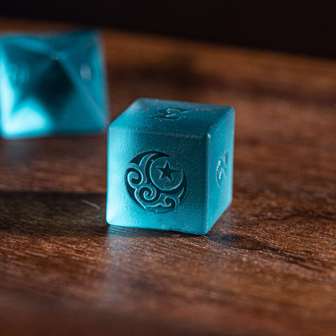 URWizards Dnd Blue Tourmaline Raised Dice Set Moon Star Style - Urwizards