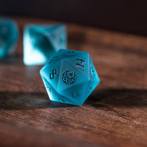 URWizards Dnd Blue Tourmaline Raised Dice Set Moon Star Style - Urwizards