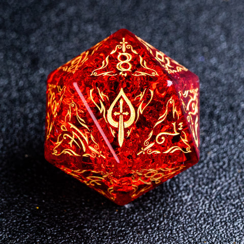 URWizards D&D Blast Red Glass Engraved Dice Set Blood Hunter Style - Urwizards