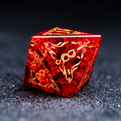 URWizards D&D Blast Red Glass Engraved Dice Set Blood Hunter Style - Urwizards