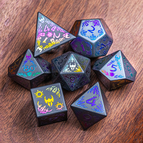 URWizards Hematite Raised Plating Dice Set Paladin - Urwizards