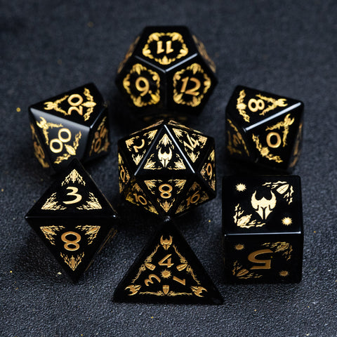 URWizards Obsidian Engraved Dice Set Paladin - Urwizards