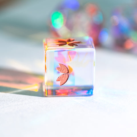 URWizards Dnd Dichroic Prism Glass Engraved Dice Set Unicorn Style Rose Red Inked - Urwizards