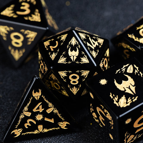 URWizards Obsidian Engraved Dice Set Paladin - Urwizards