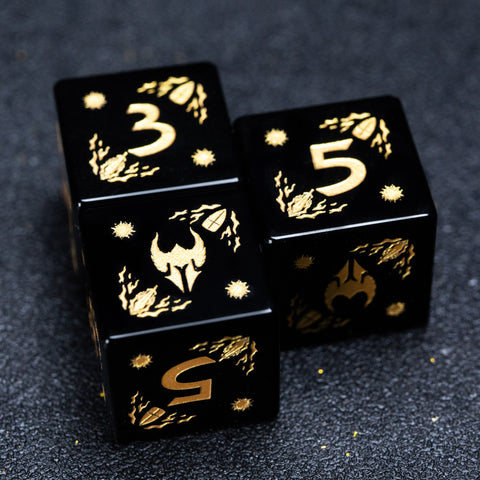 URWizards Obsidian Engraved Dice Set Paladin - Urwizards
