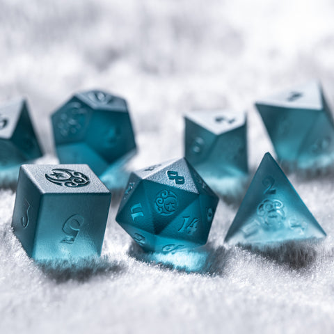 URWizards Dnd Blue Tourmaline Raised Dice Set Moon Star Style - Urwizards