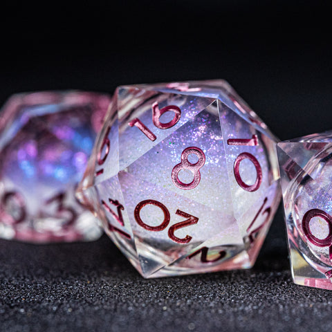 URWizards D&D Starry Liquid Heart Resin Engraved Dice Set Ice Cube - Urwizards