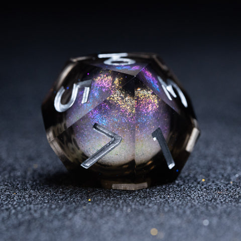 URWizards D&D Starry Liquid Heart Resin Engraved Dice Set Smoky - Urwizards