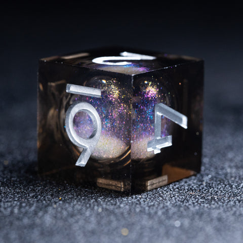 URWizards D&D Starry Liquid Heart Resin Engraved Dice Set Smoky - Urwizards