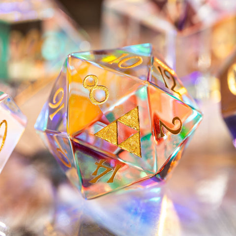 URWizards Dnd Dichroic Prism Glass D20 Dice Triforce Style - Urwizards