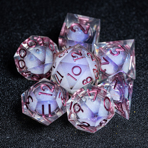URWizards D&D Starry Liquid Heart Resin Engraved Dice Set Ice Cube - Urwizards