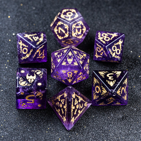 URWizards Amethyst Engraved Dice Set Paladin - Urwizards