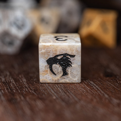 URWizards Dnd Coral Fossil Gemstone Engraved Dice Set Thunder Cat - Urwizards