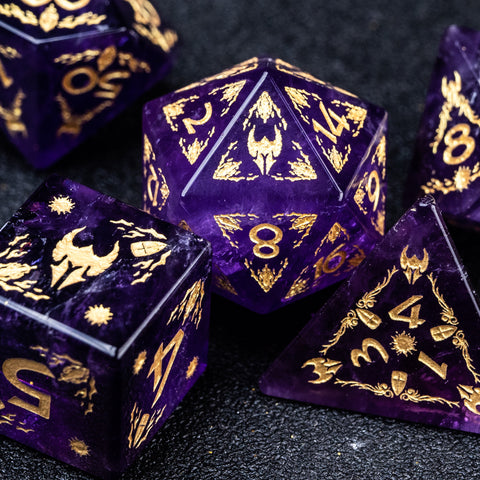 URWizards Amethyst Engraved Dice Set Paladin - Urwizards