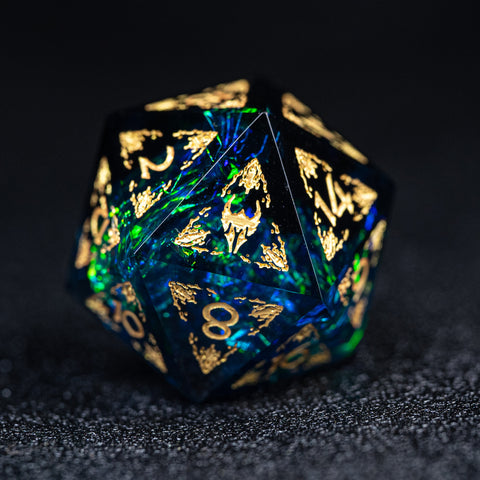 URWizards Dnd Resin Dark Glitter Engraved Dice Set Paladin - Urwizards