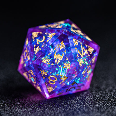 URWizards Dnd Resin Purple Glitter Engraved Dice Set Paladin - Urwizards
